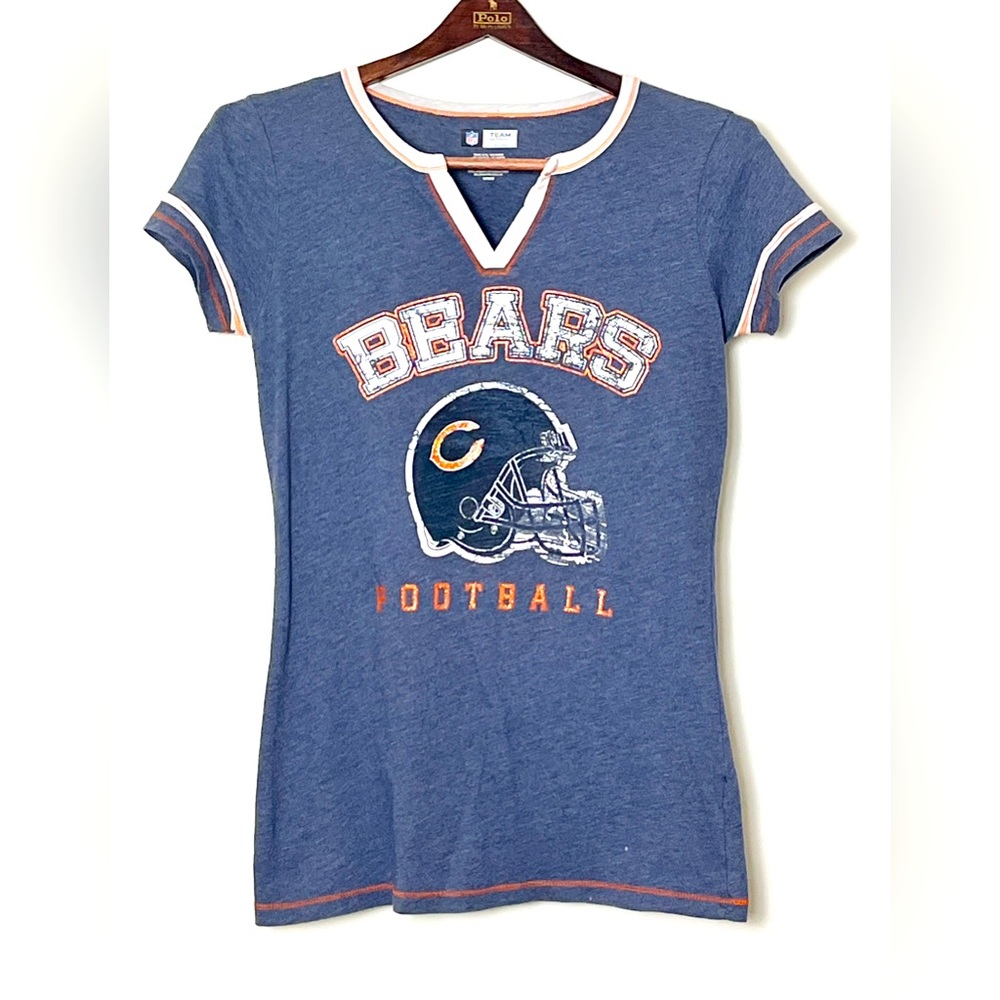Chicago Bears T-Shirt Women’s Medium Navy Blue NFL Football‎ Glitter Lettering